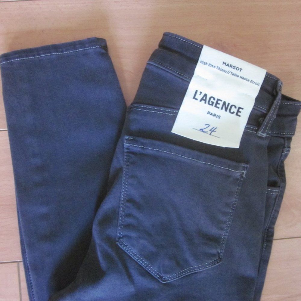 L'Agence Paris Womens Margot High Rise Skinny Style Jeans Size 24 Charcoal Wash